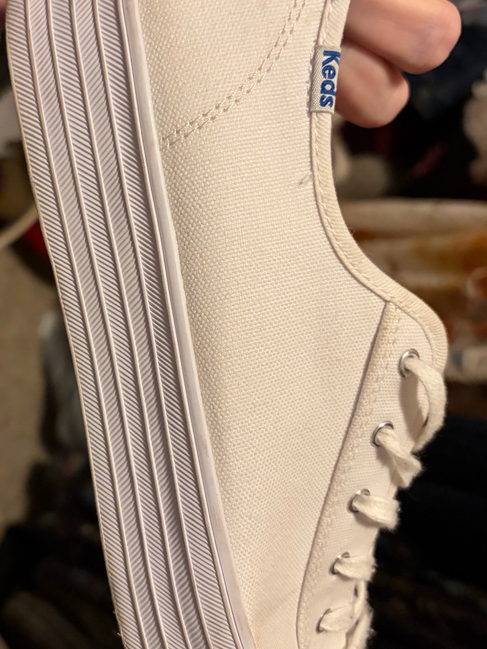 Keds Women’s White Canvas Lace-Up Sneakers - Picture 9 of 12